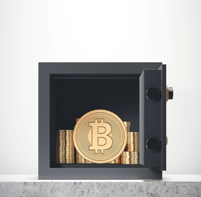 Bitcoin in safe box
