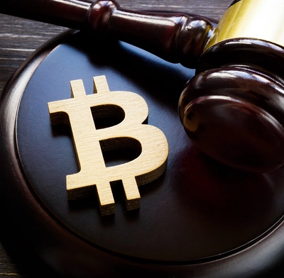 Bitcoin symbol and gavel