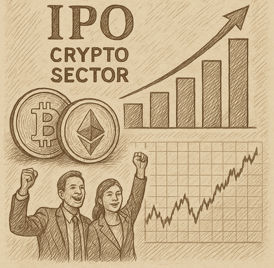 People celebrate growth in IPOs in crypto sector