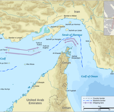 Map of the Strait of Hormuz