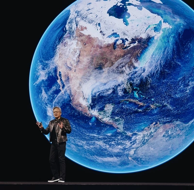 Jensen Huang presenting keynote speech