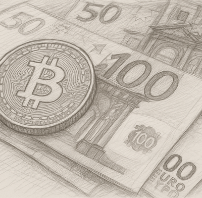 Bitcoin physical representation & euro bank notes