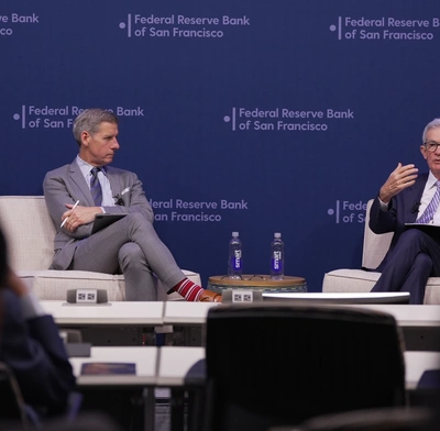 Fed Chair Jerome Powell is interviewed