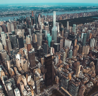 Commercial city aerial view
