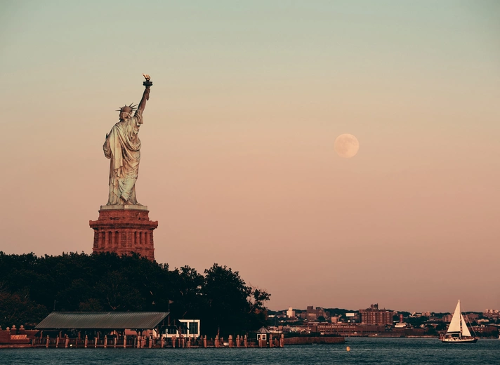 Statue of Liberty at sunset